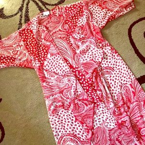 LuLaRoe Shirley Kimono Red & White Print